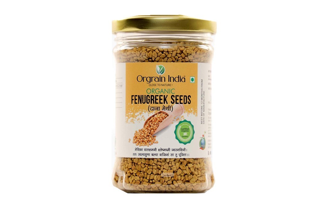 Orgrain India Organic Fenugreek Seeds    Glass Jar  200 grams